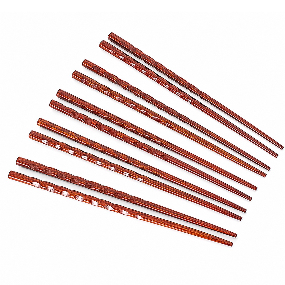 Brown Natural Lacquer Wood Chopsticks Set 5P (Japanese Udon Chopsticks Wooden Utensils)