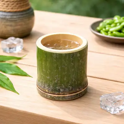 Natural Bamboo Cup Soju Glass | Retro Home Pojangmacha Decor Wooden Cup Camping Aesthetic Drink Glass Sake Cup Multi-Use Unique Cup