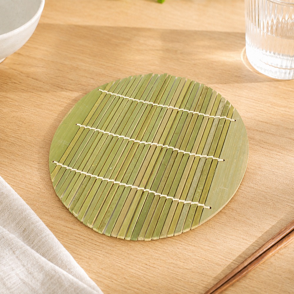 19cm Round Bamboo Noodle Strainer Mat (Multi-Purpose Draining Board for Noodles, Fried Foods, Japanese Izakaya, Home Bar, Street Food Shop)