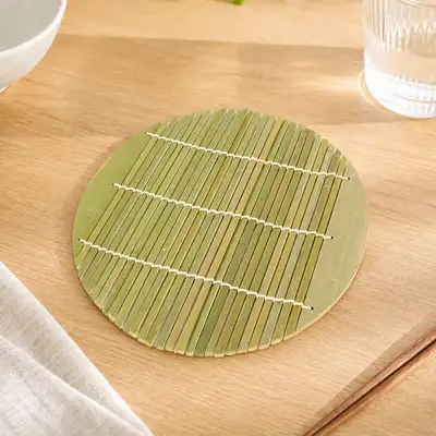 19cm Round Bamboo Noodle Strainer Mat (Multi-Purpose Draining Board for Noodles, Fried Foods, Japanese Izakaya, Home Bar, Street Food Shop)