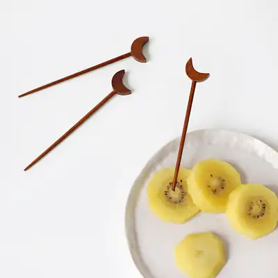 L. Moon and Rose Fruit Pick | Dessert Pick Fork for Burger and Sandwich