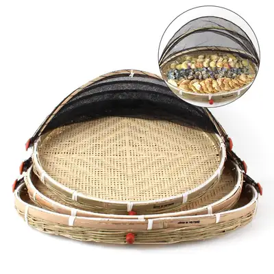 Bamboo Mesh Cover Dome 3-Piece Set l Fish Vegetable Herb Drying Rack