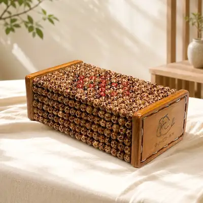 Mandarin Duck Bead Pillow Square (Hard Acupressure Pillow, Cool Summer Jjimjilbang Pillow, Wooden Neck Support, Filial Piety Gift)