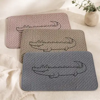 Quilted Pure Cotton Crocodile Bath Mat (Bathroom Toilet Mat Kitchen Floor Mat Entrance Living Room Interior Rug)
