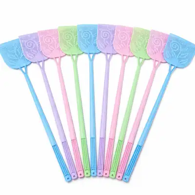 70cm Color Random Square Fly Swatter 10-Pack (Summer Flying Insect Pest Control, High-Elastic Plastic, Classic Mosquito Swatter)