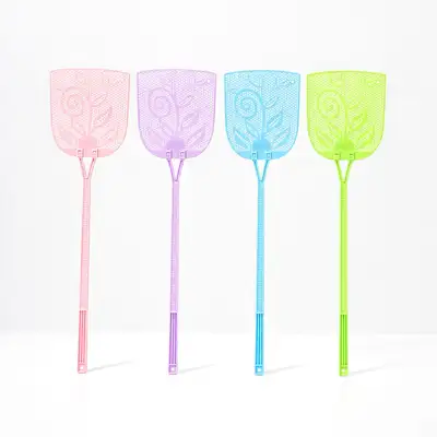 70cm Color Random Square Fly Swatter 4-Pack (Summer Pest Control Classic Design High Elasticity Plastic)