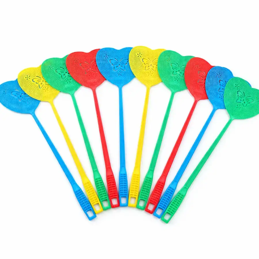 50cm カラーランダム ハート ハエたたき 10P ( 夏 日中ハエ 害虫退治 おばあちゃんの家 プラスチック 高弾力 懐かしい蚊たたき ) — 1