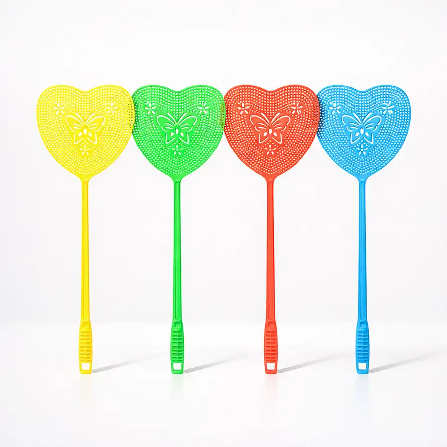 50cm カラーランダム ハート ハエ叩き 1P（夏 ハエ 害虫駆除 おばあちゃん家 プラスチック 高弾力 懐かしい蚊帳 ） — 3