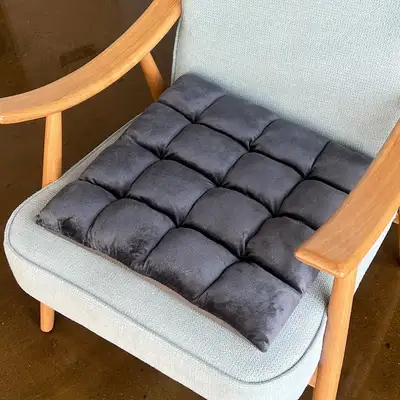 Deep Blue Square Velvet Cushion | Square Floor Cushion Office Student Car Chair Pad Room Decor Winter Interior