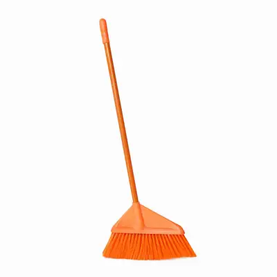 Small Orange Plastic Broom 90cm (Beauty Salon Office School Cleaning Tool Long Broom Outdoor Yard Broom)