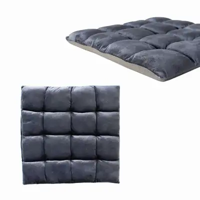 Soft Square Cotton Cushion Velvet Deep Blue (Interior Square Seat Pad Office Student Car Chair Winter Cushion)