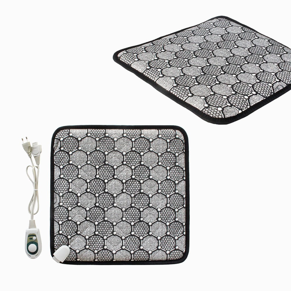 Single-Person Heating Seat Pad Gray Hexagon Pattern