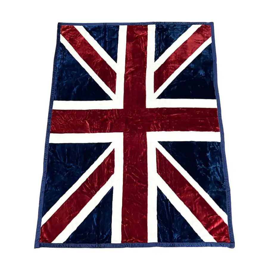 Two-Color Union Jack Soft Microfiber Blanket (Thick Winter Mink Blanket Aesthetic Camping Grandma Blanket) — 3