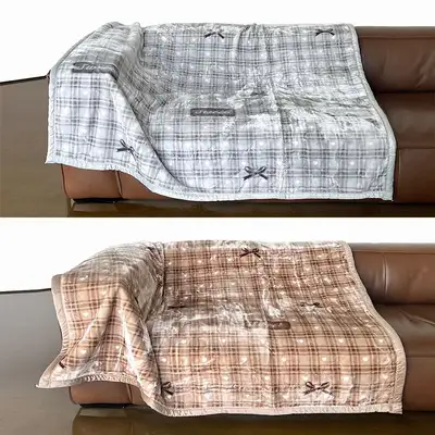 Check Ribbon Soft Microfiber Blanket (Thick Winter Mink Sofa Blanket Aesthetic Camping Grandma Blanket)