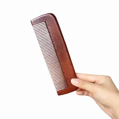 Brown Wood Rectangular Comb - Fine Tooth Hair Brush Natural Wood Comb