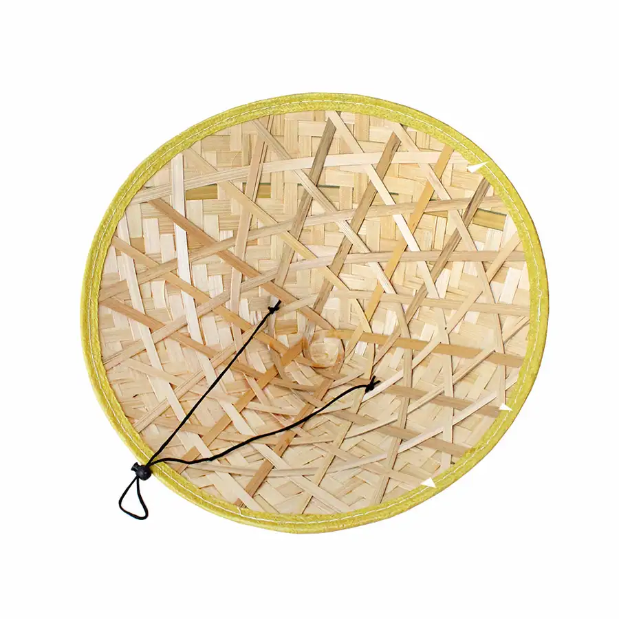 Bamboo Leaf Cone Hat (Summer Hat Traditional Nonra Farming Work Hat Fishing Hiking UV Protection Straw Hat) — 3