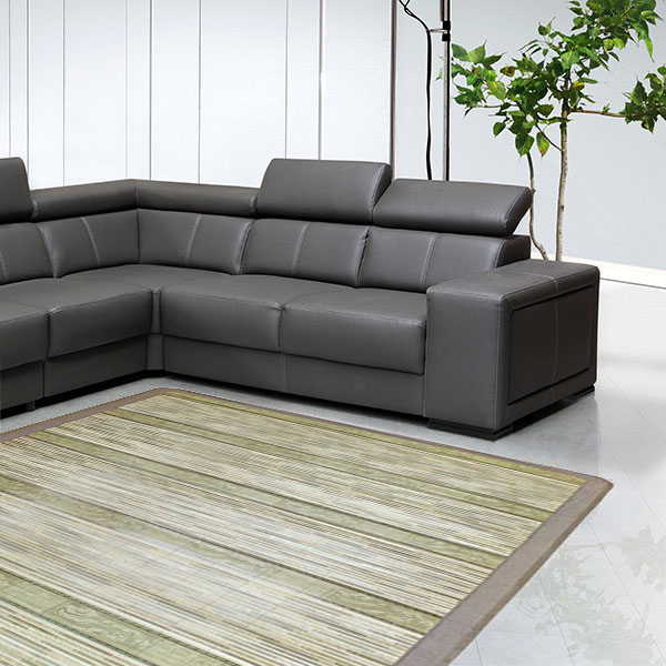 Living Room Compressed Two-Tone Pattern Large Bamboo Mat (Cool Summer Bed Bamboo Woven Mat Large Carpet Breathable Cool Mat)