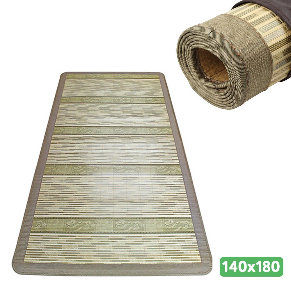 2-Person Compressed Two-Tone Pattern Bamboo Mat (Cool Summer Bed Bamboo Woven Mat Double Living Room Ventilated Cool Mat Camping)