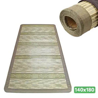 2-Person Compressed Two-Tone Pattern Bamboo Mat (Cool Summer Bed Bamboo Woven Mat Double Living Room Ventilated Cool Mat Camping)