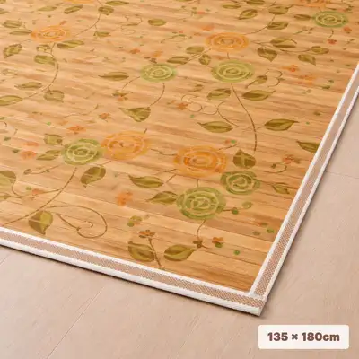 2-Person 135cm Flower Bamboo Mat 17mm - Cool Breathable Summer Bed Bamboo Rug Ventilation Mat Double Bed Carpet