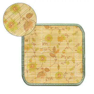 Flower Blue Bamboo Mat (Cool Summer Large Bamboo Seat Cushion Office Guest Cushion Car Taxi Truck Forklift Cool Seat)
