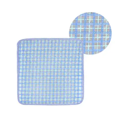 Sky Blue Check Breathable Cushion (Cool Summer Chair Pad for Office, Student, Restaurant, Vehicle, Forklift, Guest Seating)