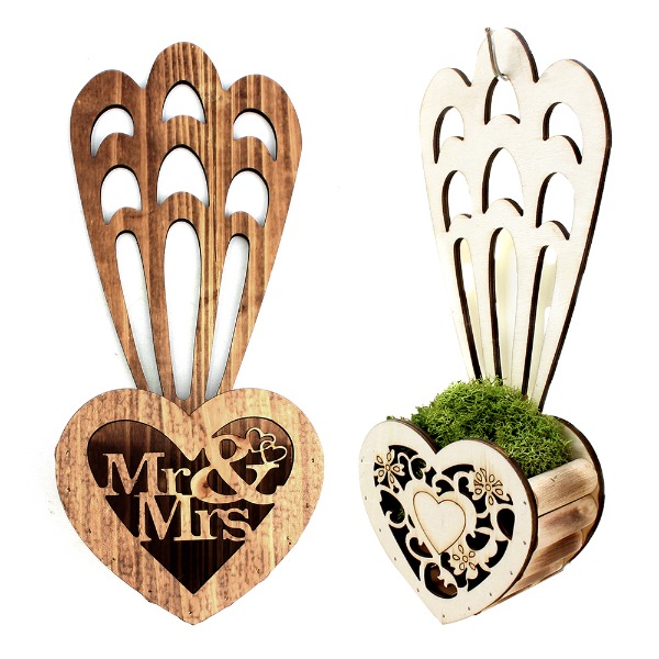 Wood Heart Wall-Hanging Basket (Multi-Purpose Storage Organizer Basket Wall Hanging Wall Decor Planter Accessory Planteria)