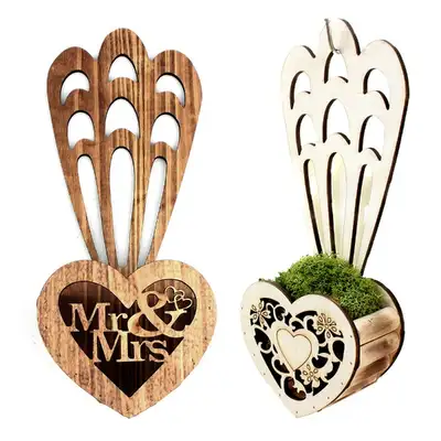 Wood Heart Wall-Hanging Basket (Multi-Purpose Storage Organizer Basket Wall Hanging Wall Decor Planter Accessory Planteria)