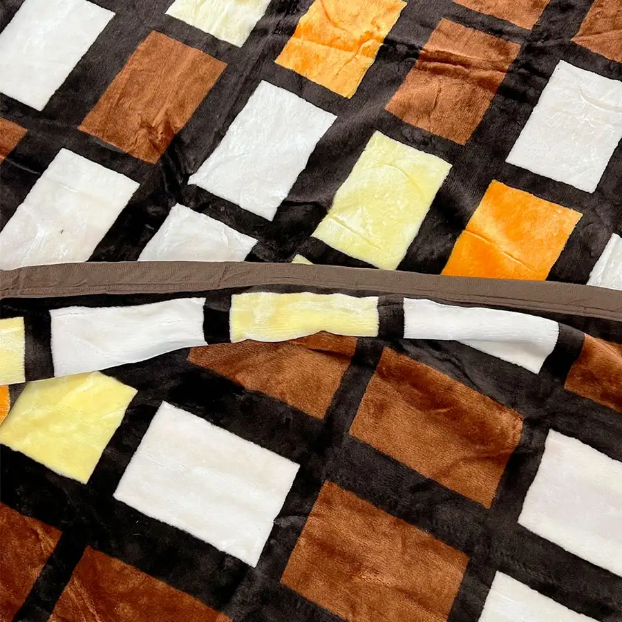 Soft Brown Check Microfiber Blanket (Thick Winter Mink Blanket, Aesthetic Camping, Office Lap Blanket) — 3