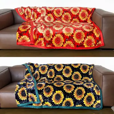 Soft Sunflower Microfiber Blanket (Thick Winter Mink Blanket Cozy Camping Grandmother's Blanket)