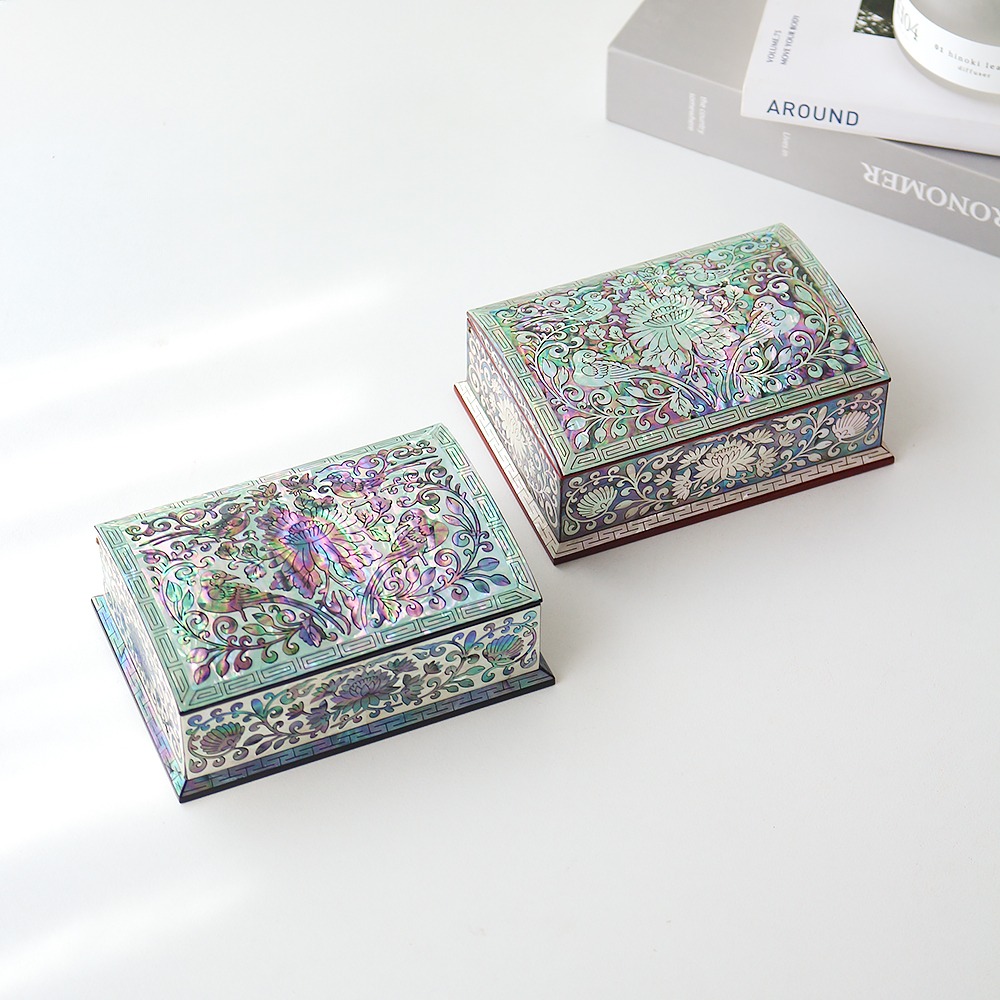 Lacquerware with Mother-of-Pearl Inlay Joseon Flower Scroll Automatic Business Card Case