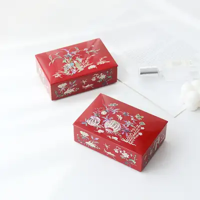螺鈿漆器多用途色貝函(草蟲圖)赤