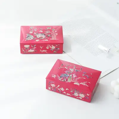 螺鈿漆器多用途カラー螺鈿箱(草虫図) ピンク