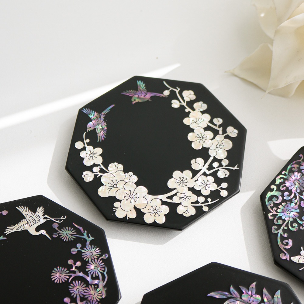 Mother-of-Pearl Lacquerware Octagonal Coaster 1pc