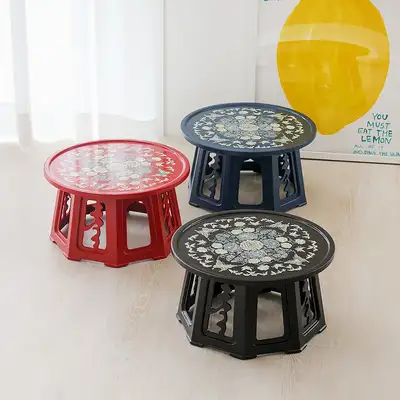 螺鈿漆器 ビビッド牡丹蝶 円形屏風 螺鈿茶卓(小) 33センチ