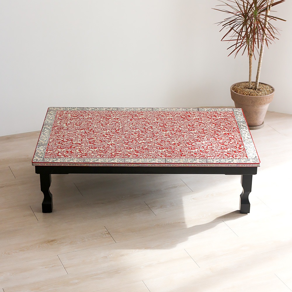 Najeon Chilgi Vivid Scrollwork Mother-of-Pearl Inlaid Coffee Table 120cm Red