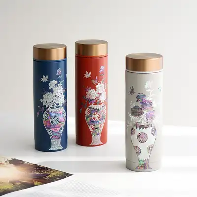 螺鈿漆器 梅瓶型 ステンレス貝殻タンブラー 300ml