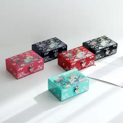 螺鈿漆器 ビビッド牡丹花 螺鈿ジュエリーボックス 14.5cm