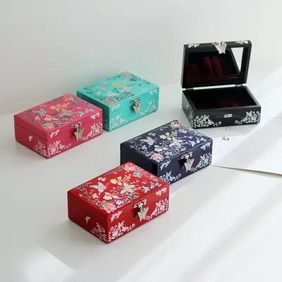 螺鈿漆器ビビッド蝶唐草 貝細工ジュエリーボックス 14.5cm