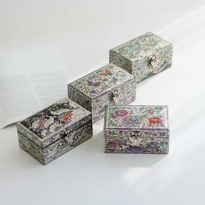 螺鈿漆器 彩色 ミニ貝殻ジュエリーボックス 13.5cm