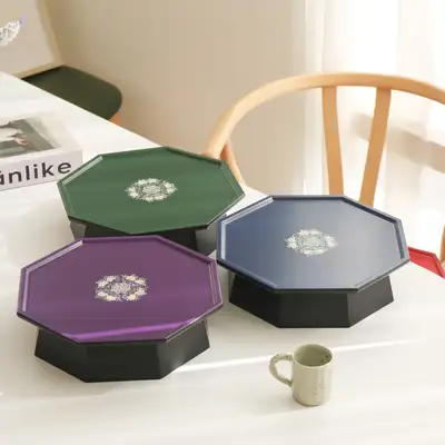 ナジョン漆器 ビビッド八角花 貝殻茶卓(中) 28cm