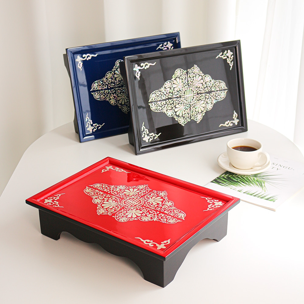 Vivid Flower Arabesque Mother-of-Pearl Lacquer Mini Table (Low) 38cm