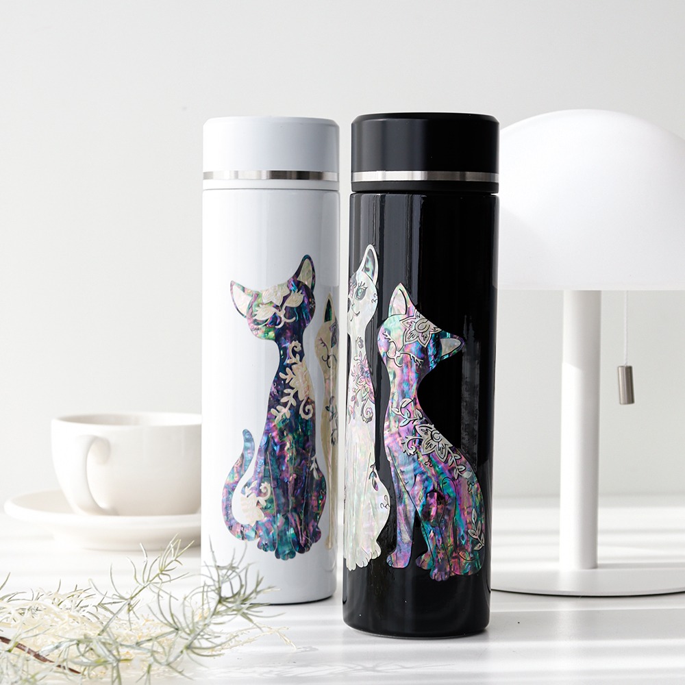 Mother-of-Pearl Lacquerware Cat Stainless Steel Tumbler 500ml