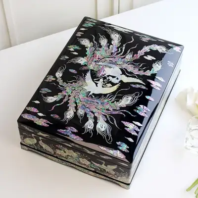 螺鈿漆器 特大型 金鶏 貝殻箱&書類箱
