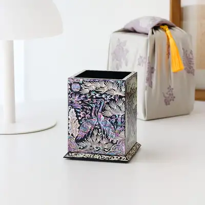 ナジョン漆器 松鶴月 螺鈿 ペン立て＆鉛筆立て