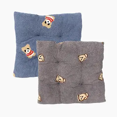 Plush Bear Cushion Square Pad (Interior Cushion for Office, Student, Exam, Car Seat, Winter)