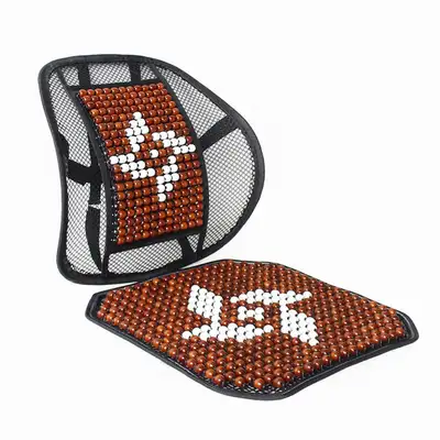 Luxury Wood Bead Backrest Cushion Set (Acupressure Summer Bus Truck Office Car Ventilation Seat)