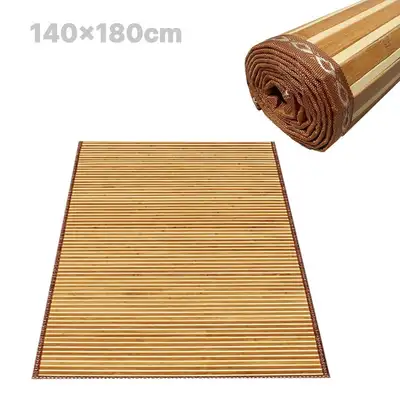 2-Person Two-Tone Bamboo Mat 17mm (Cool Bed Bamboo Mat Breathable Summer Mat Carpet Double Mat)