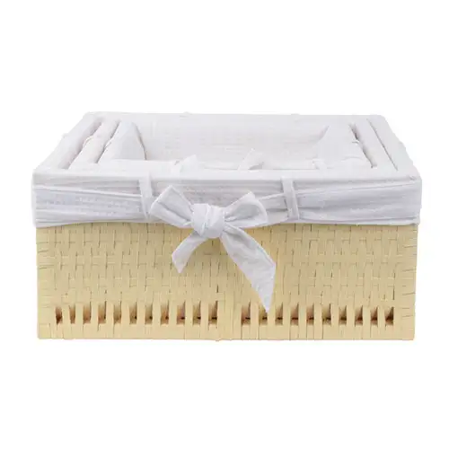 Jisa Low Rectangular Ribbon Basket (Accessory Storage Organizer Basket Toy Box) — 3