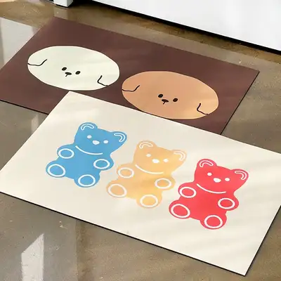 Square Character Diatomaceous Earth Bath Mat (Washable Entryway Sink Bathroom Toilet Non-Slip Beautiful Kitchen Mat)